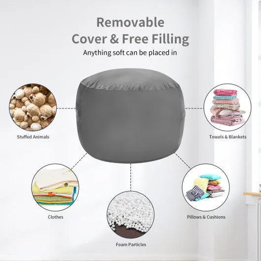 3 Feet Bean Bag Chair with Microfiber Cover and Independent Sponge Filling-Gray