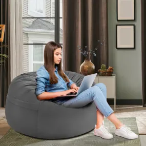 3 Feet Bean Bag Chair with Microfiber Cover and Independent Sponge Filling-Gray