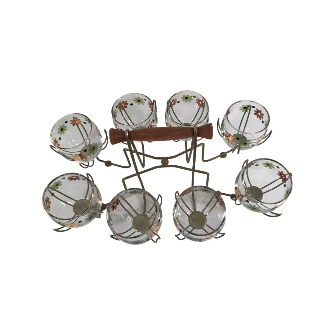Anchor Hocking Mid-Century Field of Daisies Roly Poly 9 Piece Set
