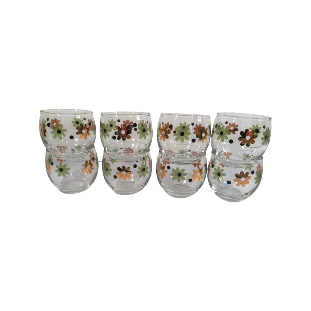Anchor Hocking Mid-Century Field of Daisies Roly Poly 9 Piece Set