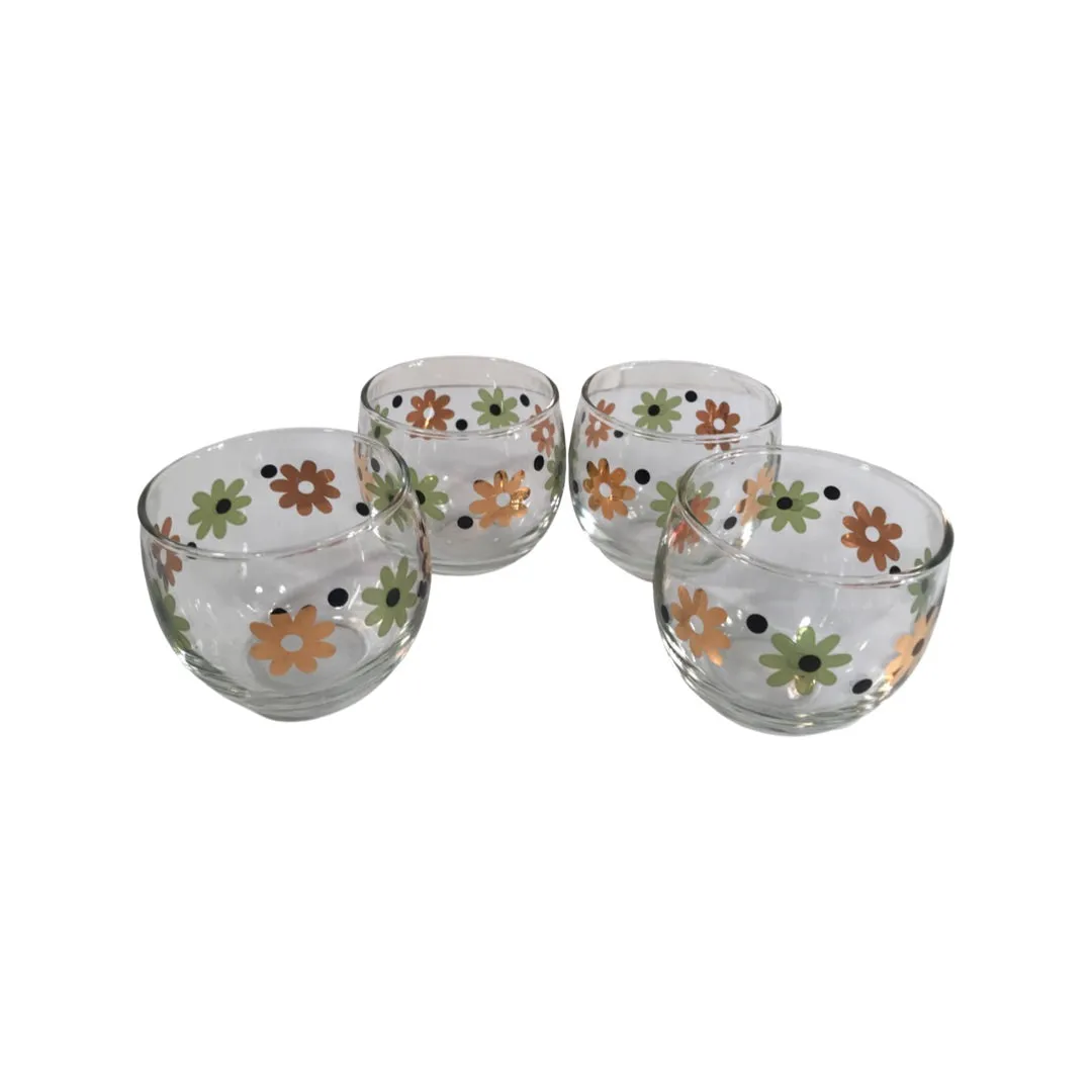 Anchor Hocking Mid-Century Field of Daisies Roly Poly 9 Piece Set