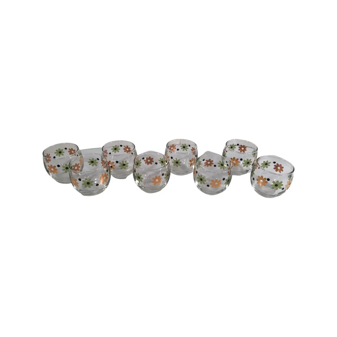 Anchor Hocking Mid-Century Field of Daisies Roly Poly 9 Piece Set
