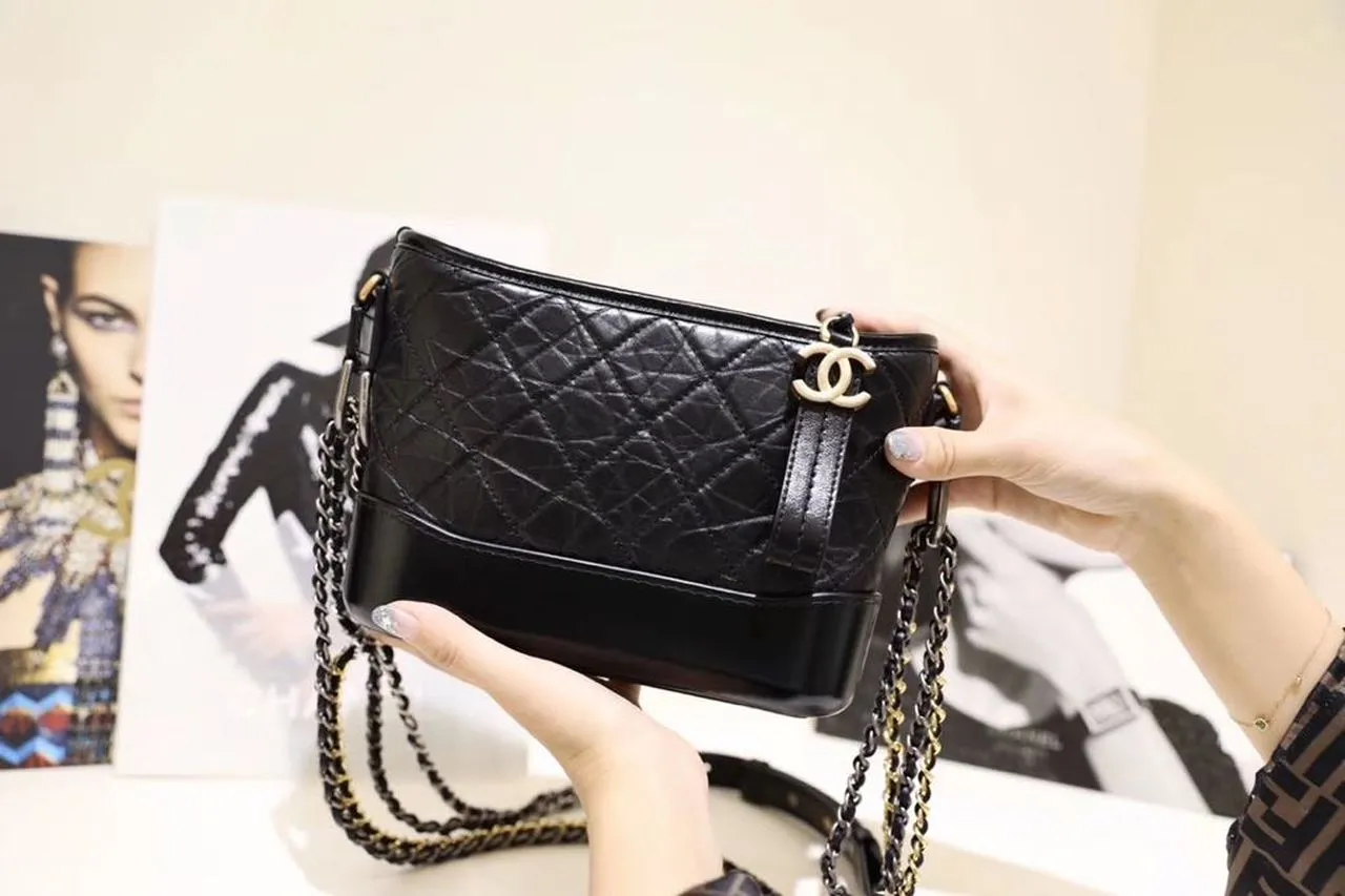 CHL Gabrielle Hobo Bag 20cm Aged Calfskin Leather Spring/Summer Act 1 Collection,  Black