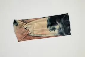 Cream, Mauve, & Black Tie-dye Headband