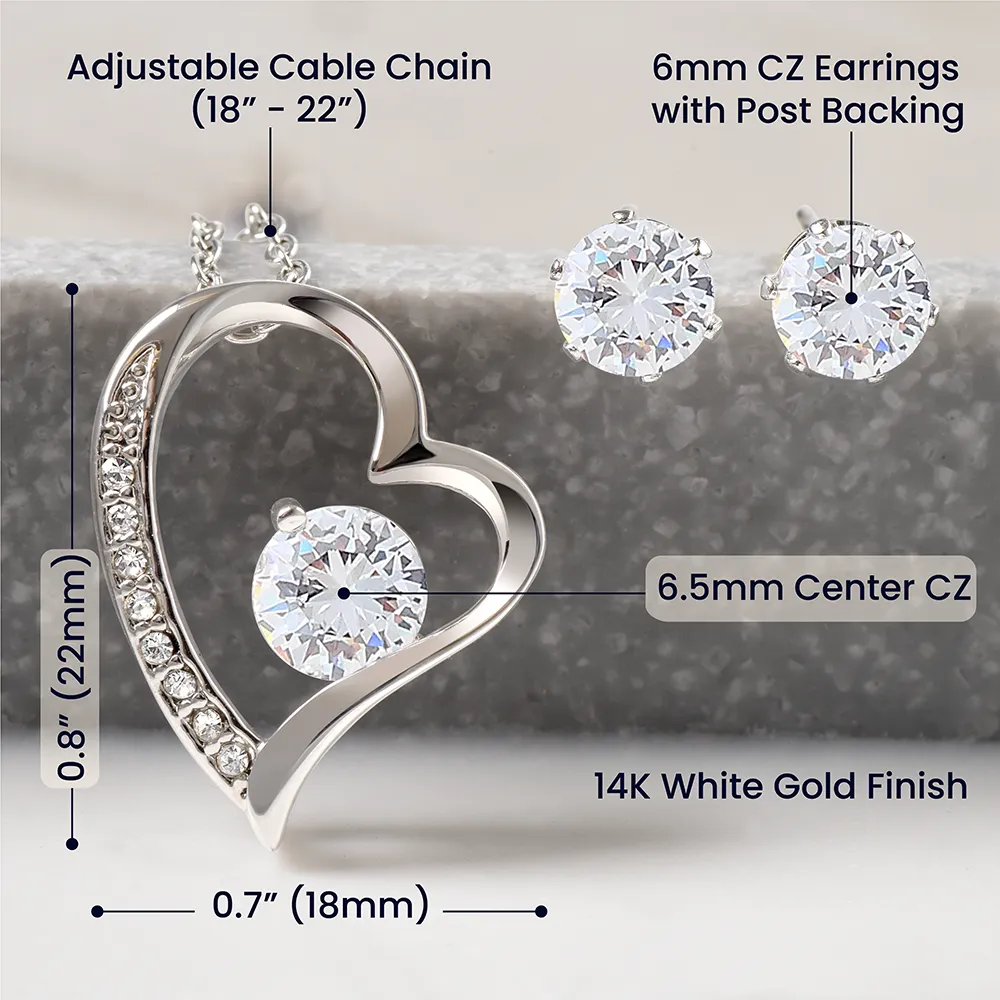 Forever Love Necklace and Cubic Zirconia Earring Set Mommy to be-To my mommy-I can hear you
