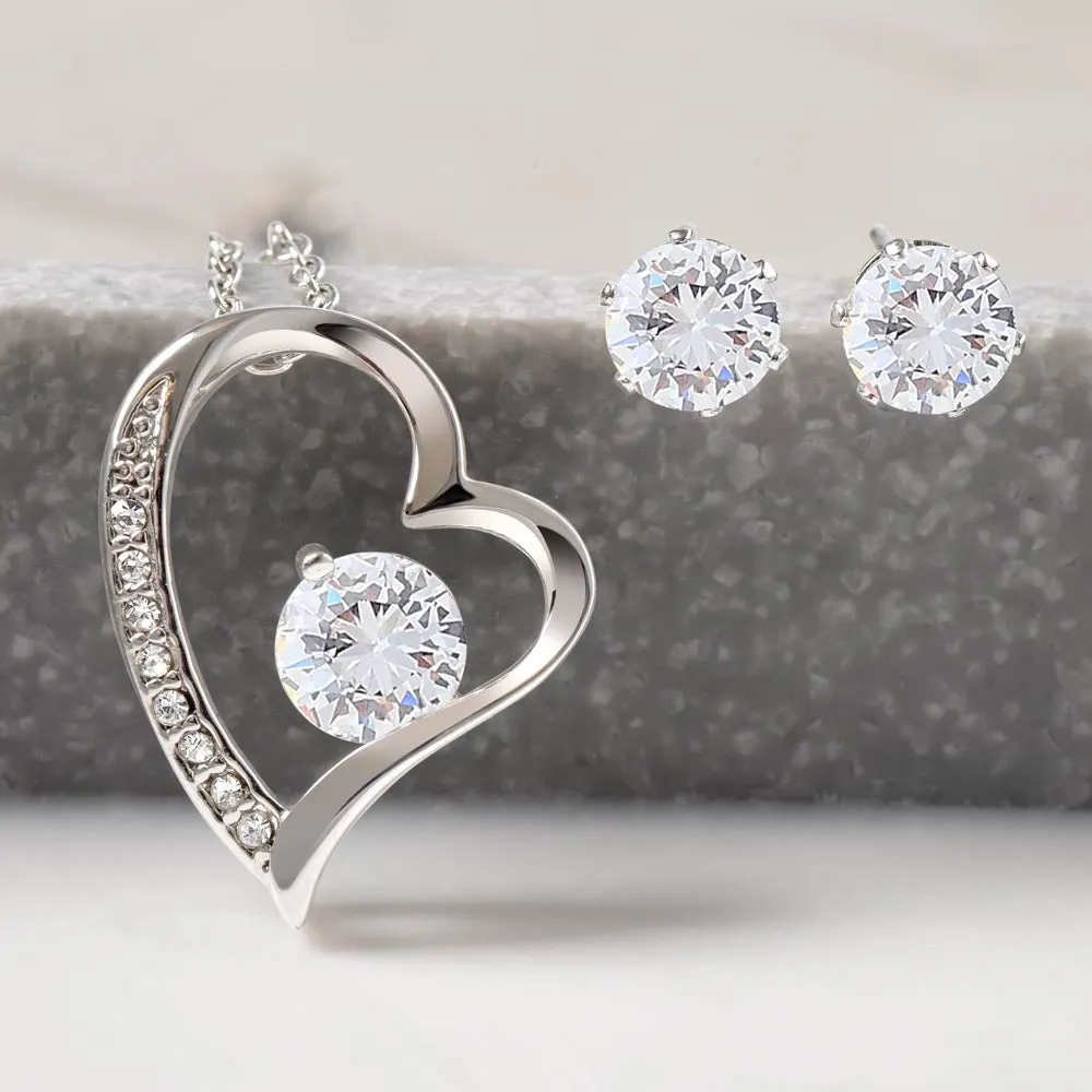 Forever Love Necklace and Cubic Zirconia Earring Set Mommy to be-To my mommy-I can hear you