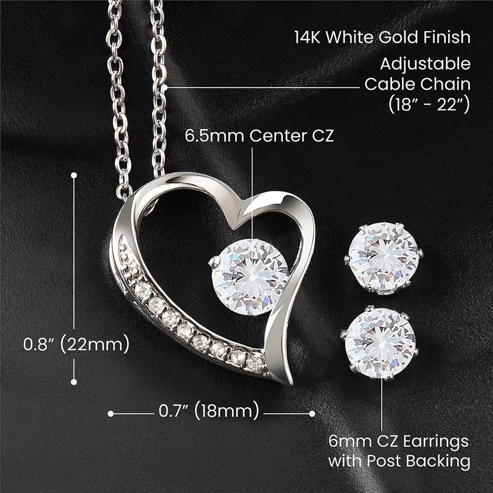 Forever Love Necklace and Cubic Zirconia Earring Set Mommy to be-To my mommy-I can hear you