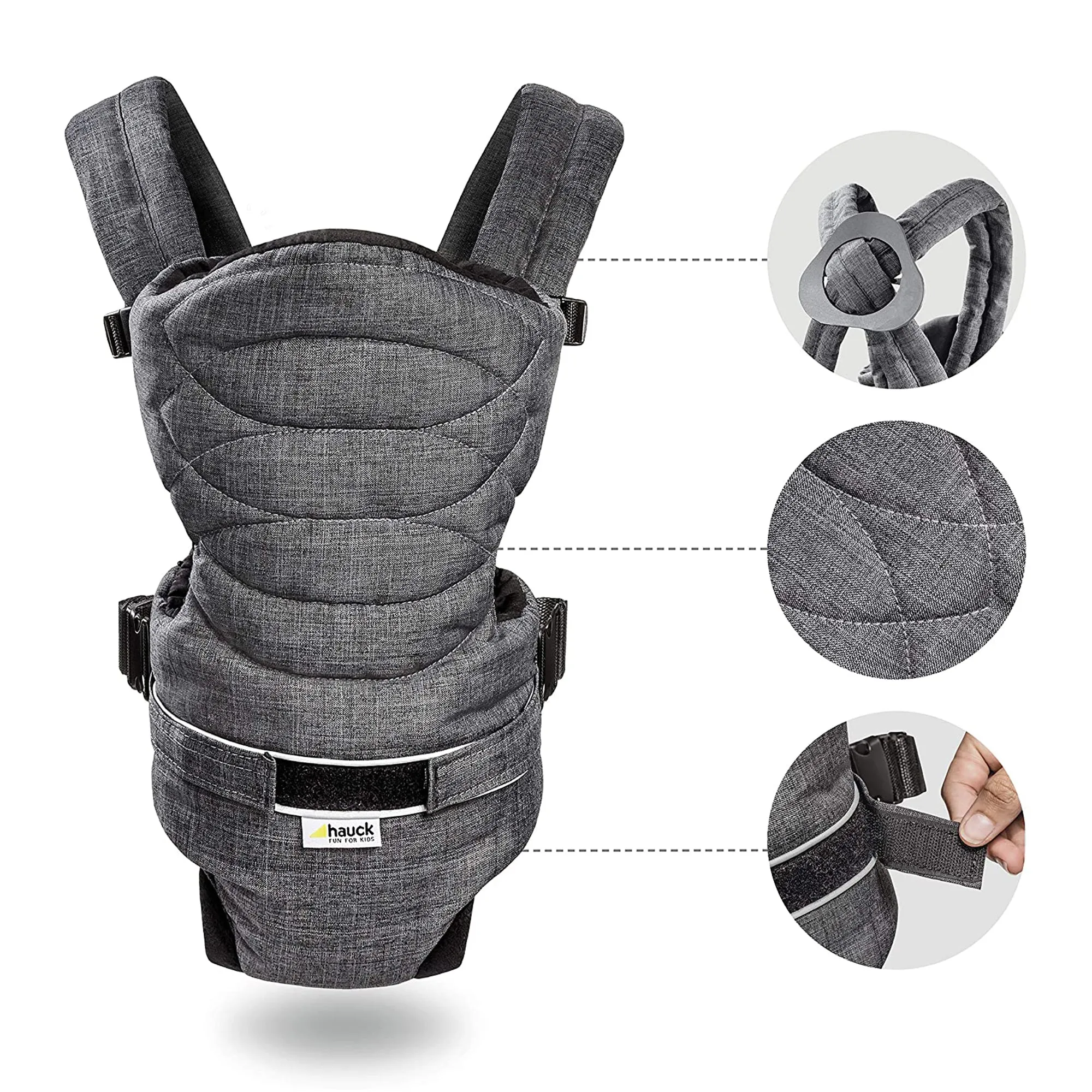Hauck 2 Way Carrier Baby Carrier Melange Charcoal Birth  to 9M