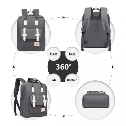 Kono Lightweight Casual Daypack Travel Backpack - Grey