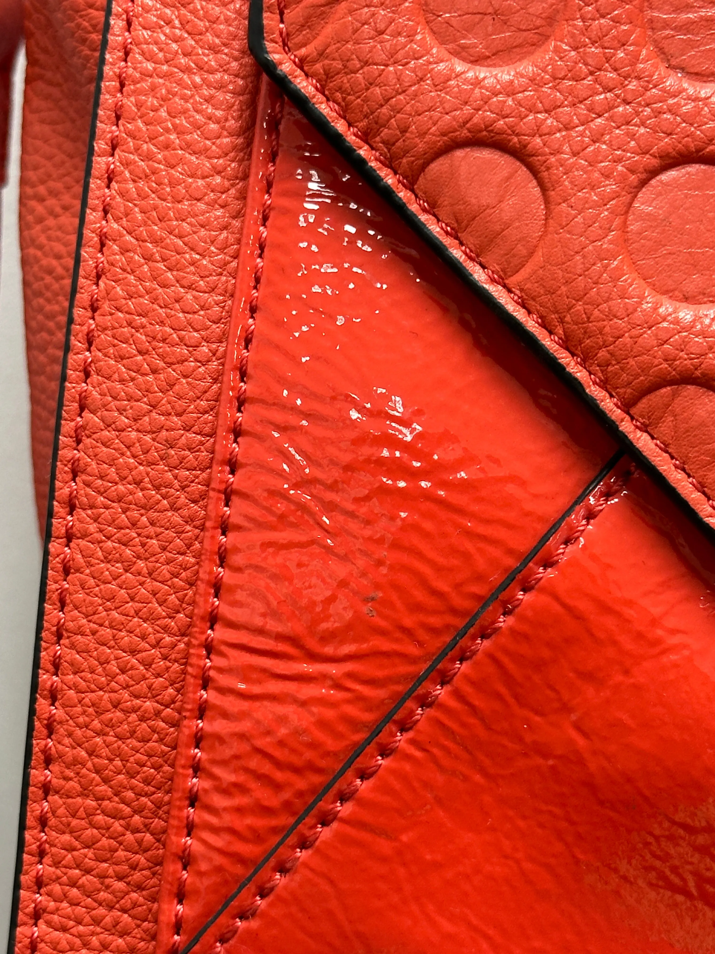 Leather Origami Satchel Handbag in Poppy Orange