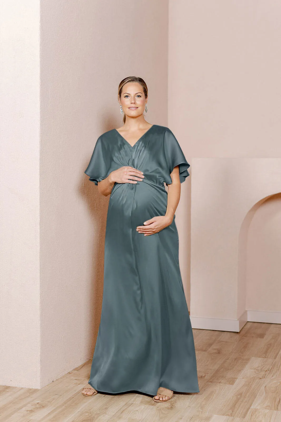 Maternity Gwen Satin Dress | Ready To Ship