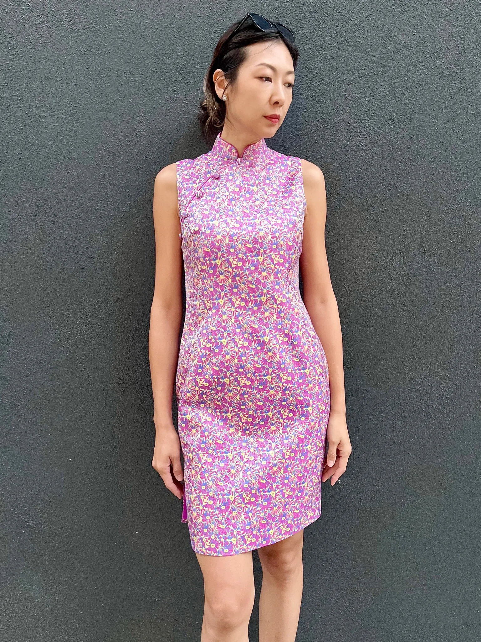 PAMELA Daisy Brocade Sleeveless Cheongsam (Purple)