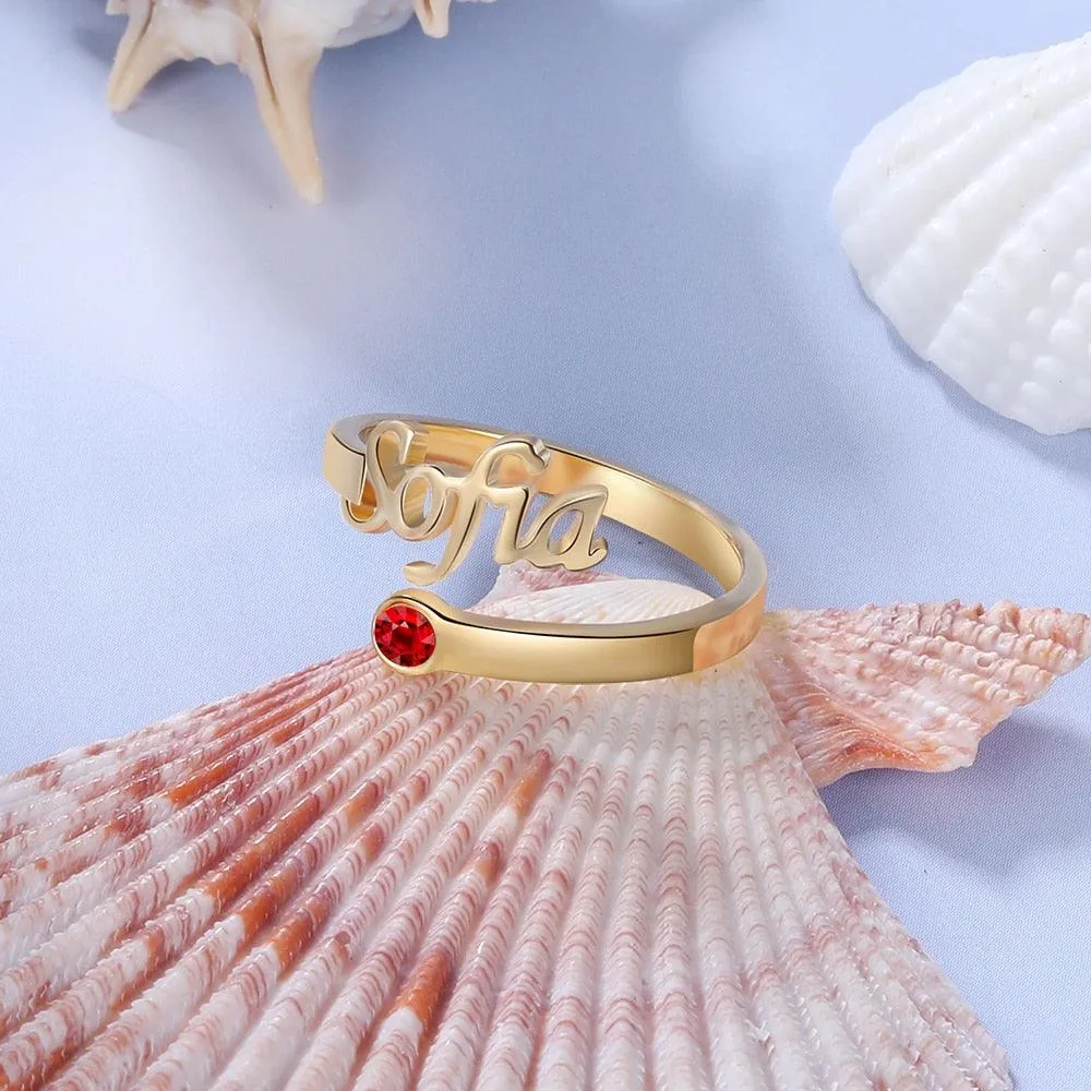 Personalized 925 Sterling Silver Rings for Mother Adjustable Women Nameplate Ring
