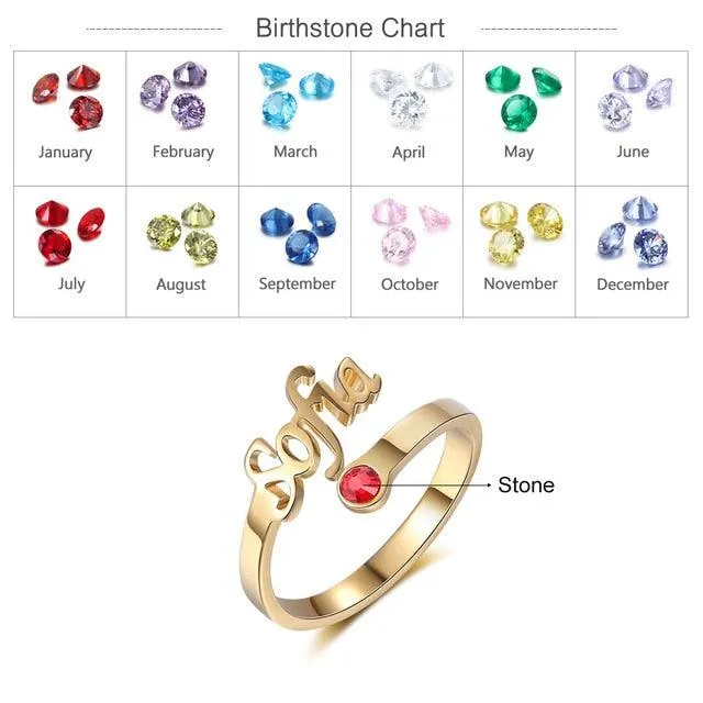 Personalized 925 Sterling Silver Rings for Mother Adjustable Women Nameplate Ring