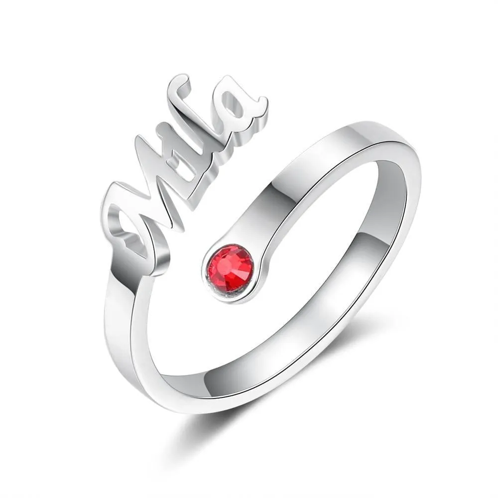 Personalized 925 Sterling Silver Rings for Mother Adjustable Women Nameplate Ring