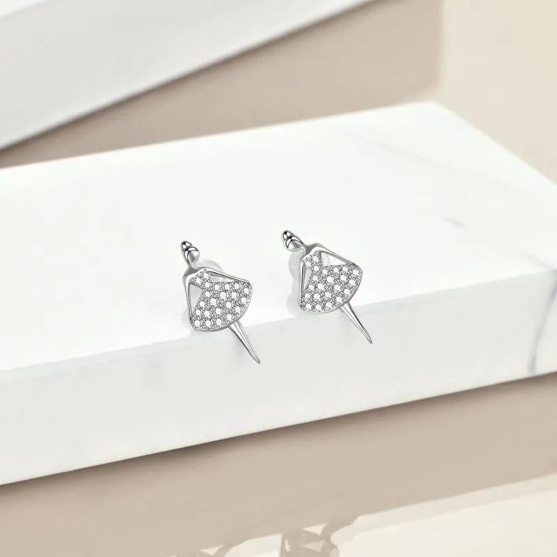 Sterling Silver Ballerina Earrings For Women